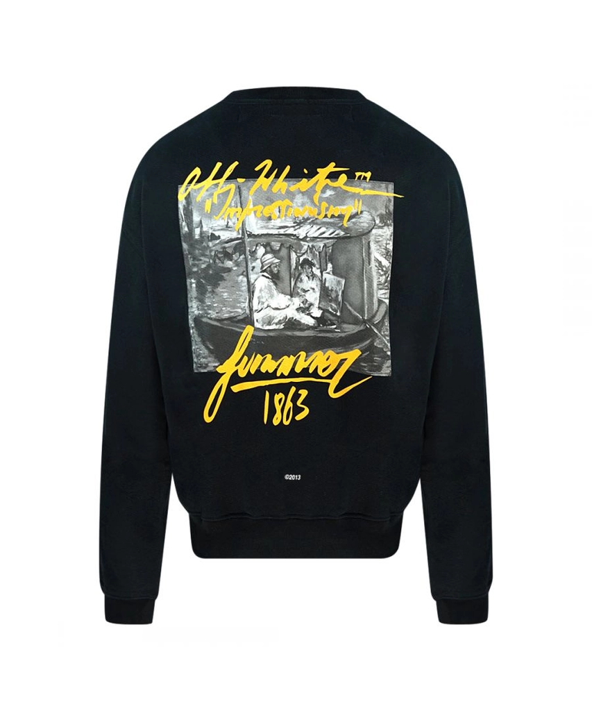 Off White Mens Impressionism Summer Logo Black Sweatshirt Cotton - Size X-Small